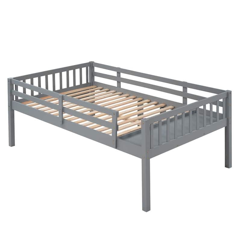 Merax Full Over Twin & Twin Bunk Bed, Wood Triple Bunk Bed with Drawers and Guardrails