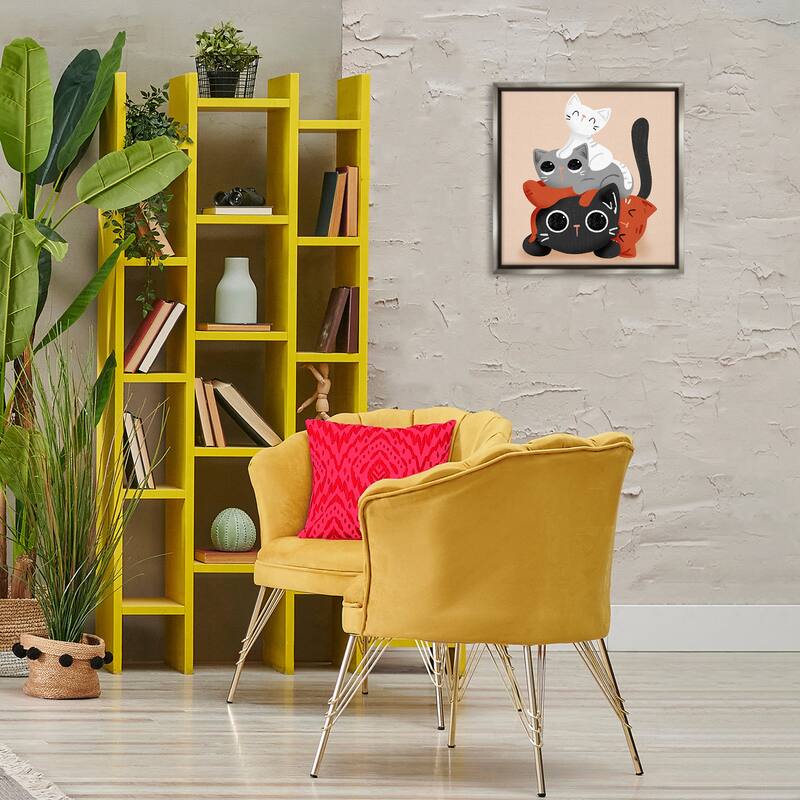 Stupell Stacked Cats Pile Framed Floater Canvas Wall Art Design By Sarah Hickman