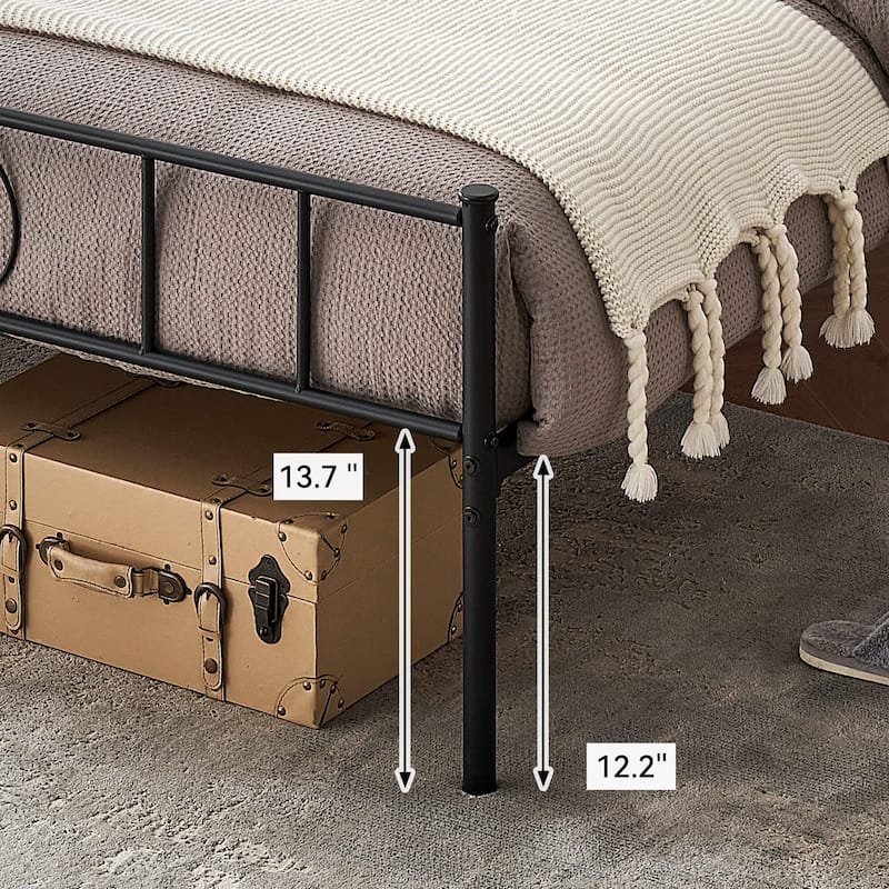 Bed Frame Platform with Headboard and Footboard Metal Bed Mattress Foundation