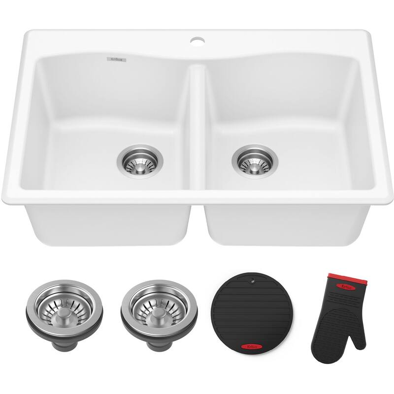 Kraus Forteza� 33" Composite Granite Kitchen Sink for Undermount or - White