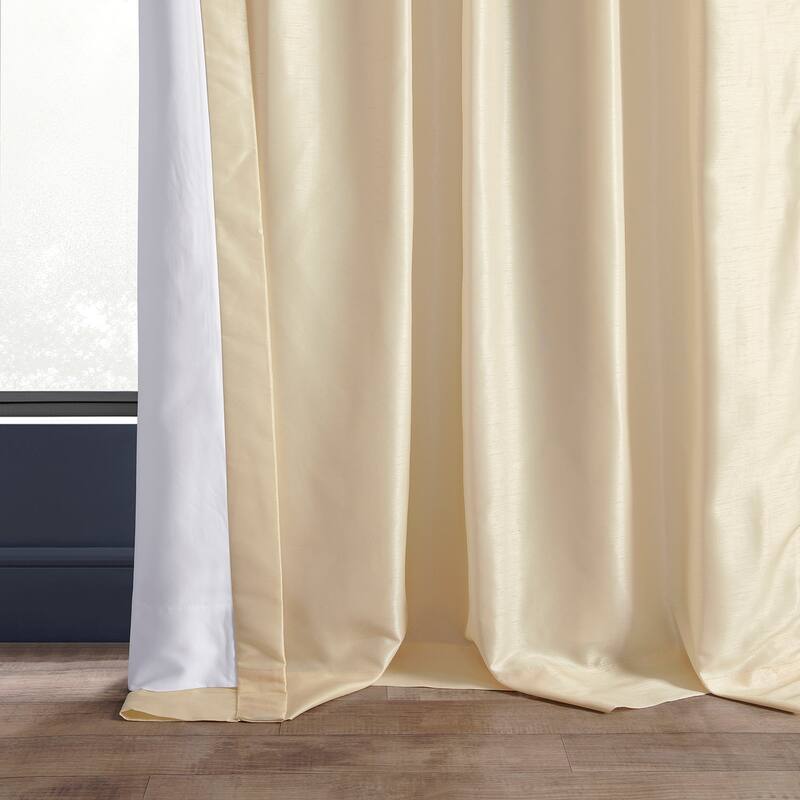 Exclusive Fabrics Solid Vintage Textured Faux Dupioni Silk Pleated Blackout Curtain (1 Panel)
