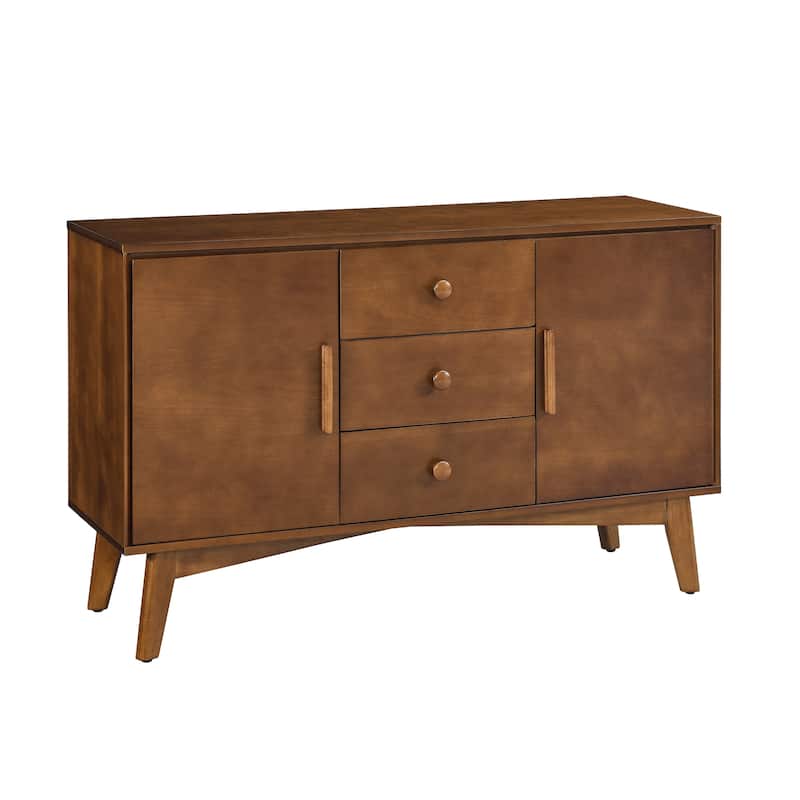 Roomfitters 47.3" Mid Century Sideboard, Buffet Cabinet with 2 Doors, 3 Drawers, Storage Organizer, Walnut