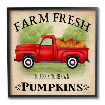 Stupell Farm Fresh Pumpkins Red Farm Truck Illustration Framed Wall Art, 12 x 12 - Multi-Color