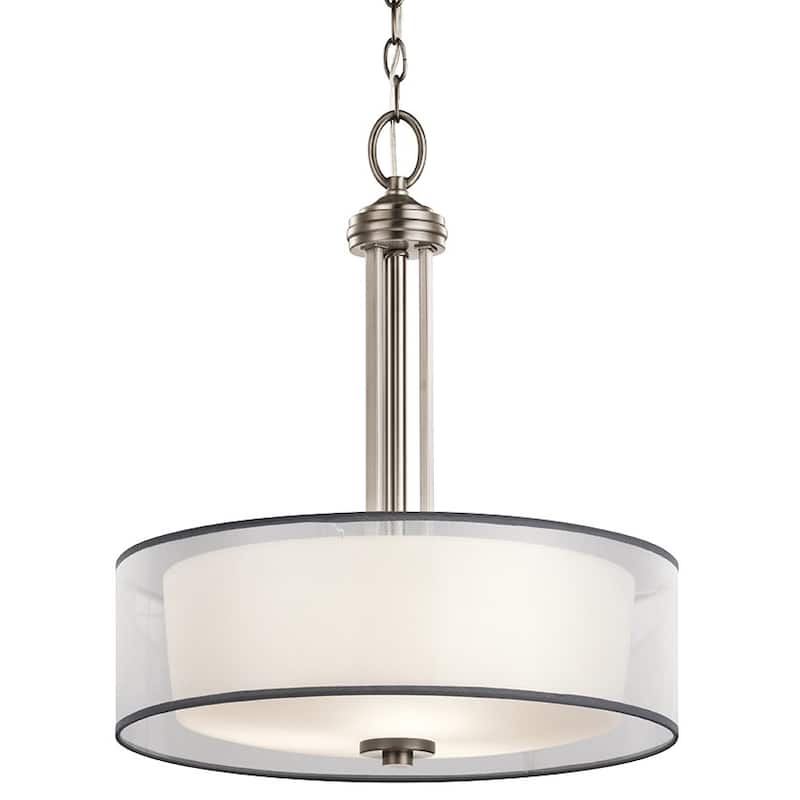 Kichler Tallie 3 Light 18" Wide Pendant with Organza Shade and - Antique Pewter