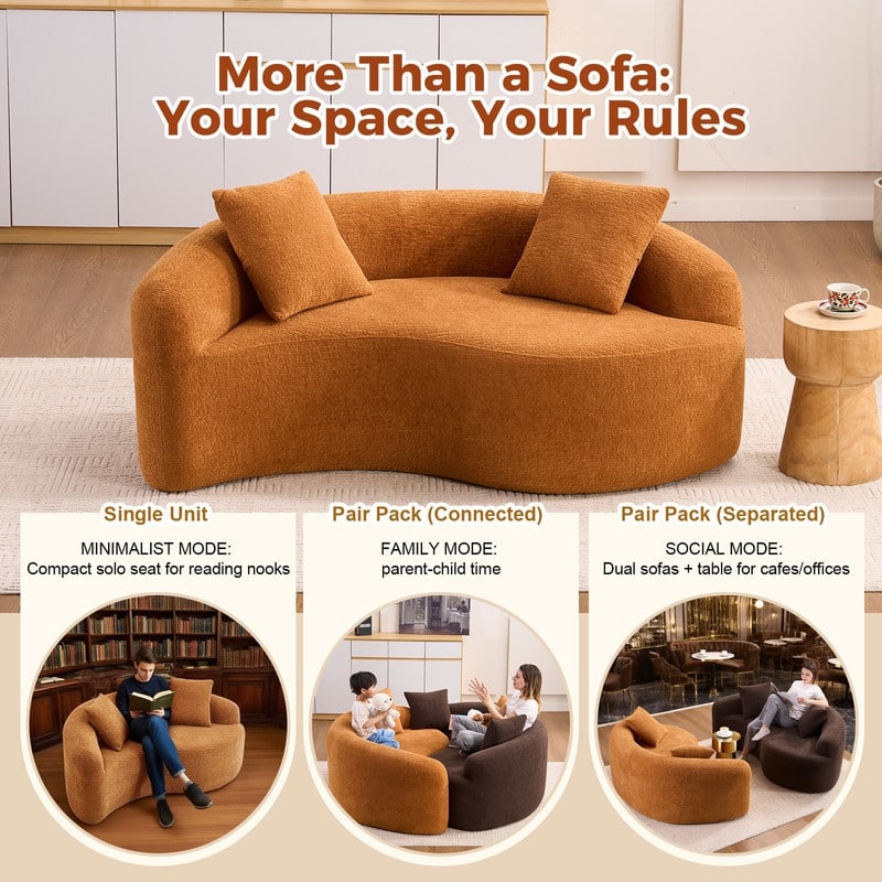 Single S-Curved Chenille Sofa Chair, No Assembly