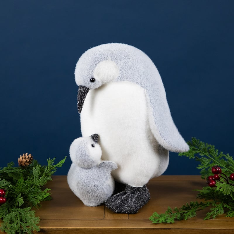 Mother Penguin with Chick Christmas Figurine - 10.75"