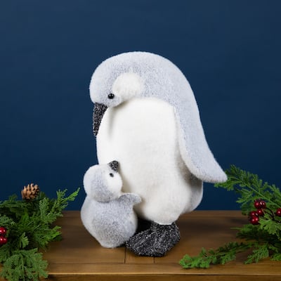 Mother Penguin with Chick Christmas Figurine - 10.75"