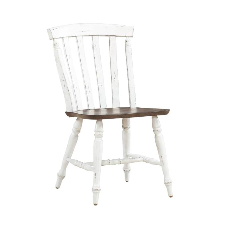 Al Fresco White Oak Slat Back Side Chairs for Dining Room Set of 2 - Width 19" x Depth 19" x Height 35"