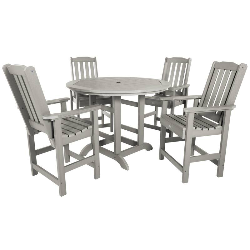 Lehigh 5-piece Outdoor Dining Set - 48" Round Table, Counter-height - Harbor Gray