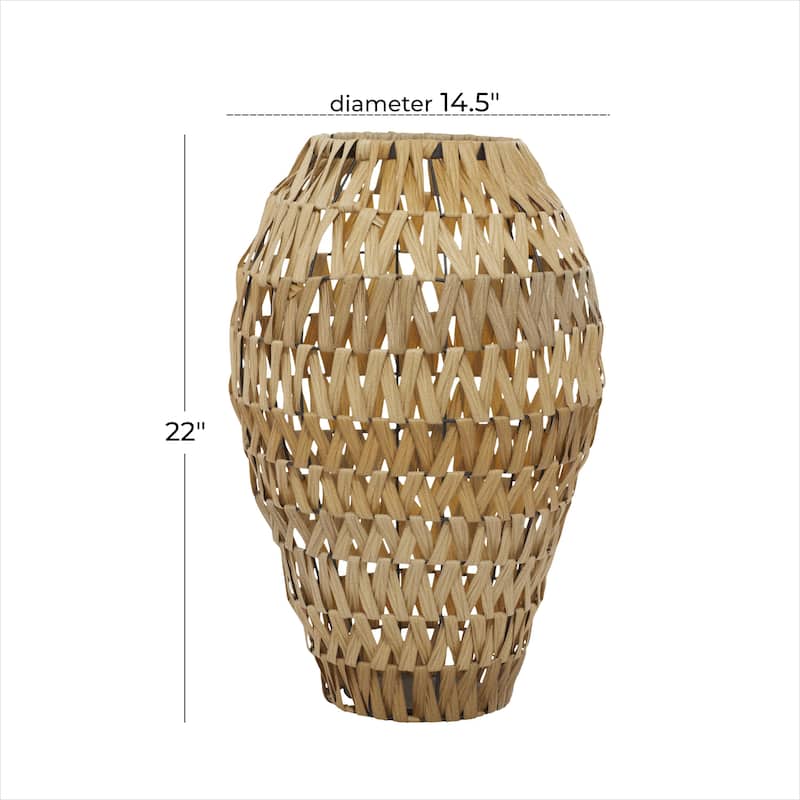 Plastic Rattan Handmade Woven Decorative Vase - Brown - Roche River Decor