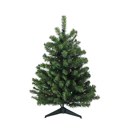 3' Full Canadian Pine Artificial Christmas Tree - Multicolor LED - 3 Foot