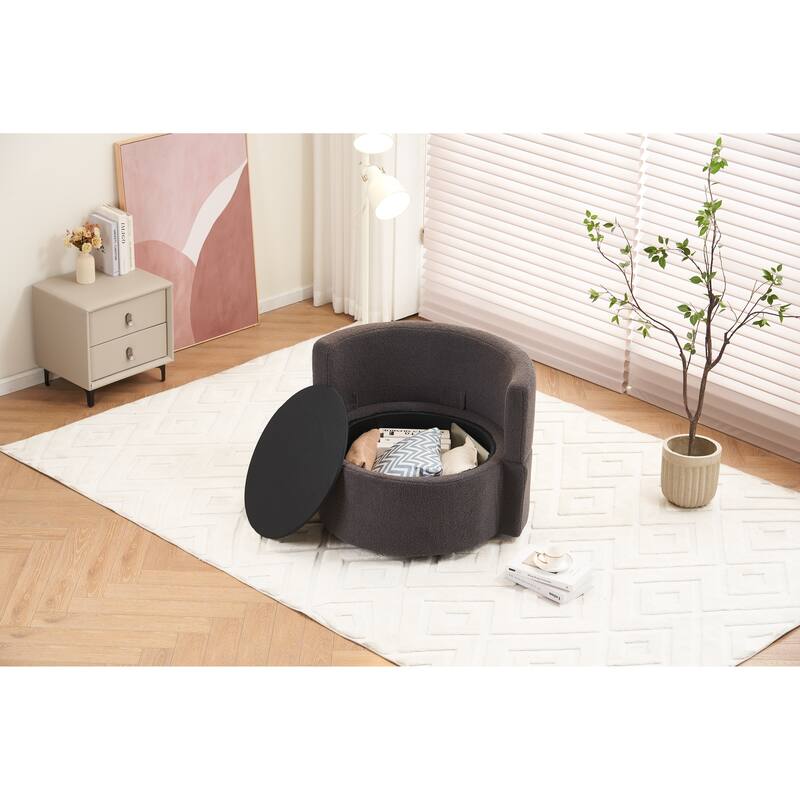 31.5" Swivel Barrel Chair with Storage