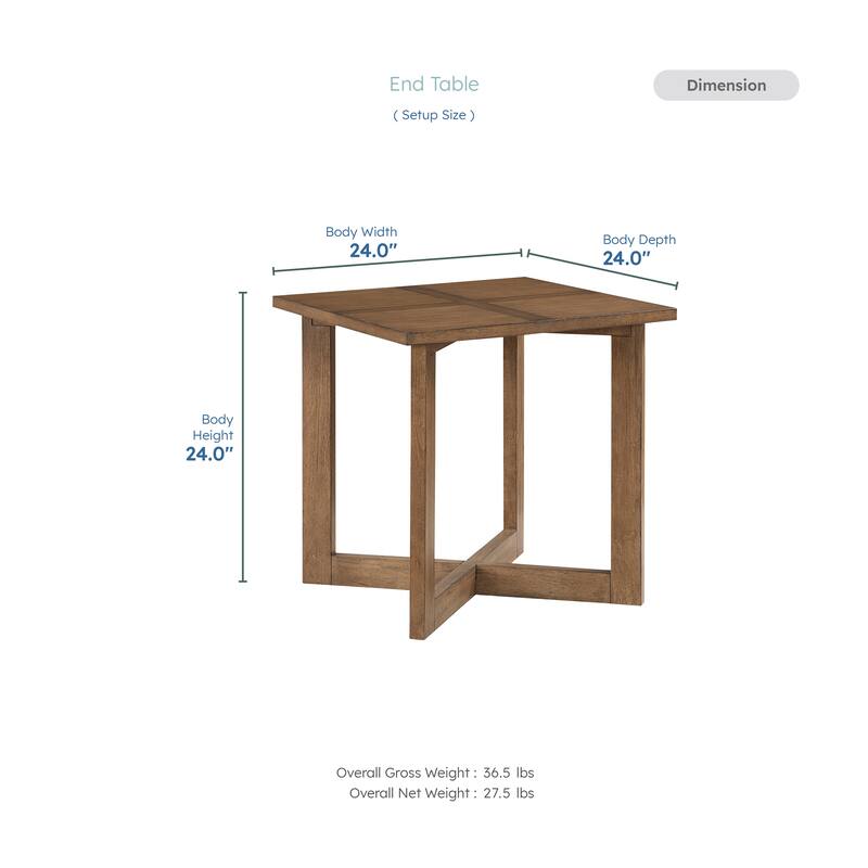 Murray 24" Transitional Square Wood Cross-Patterned End Table