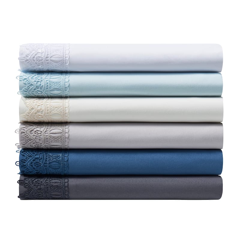 Bamboo Comfort Lace Crochet Embroidery 4 Piece Sheet Set