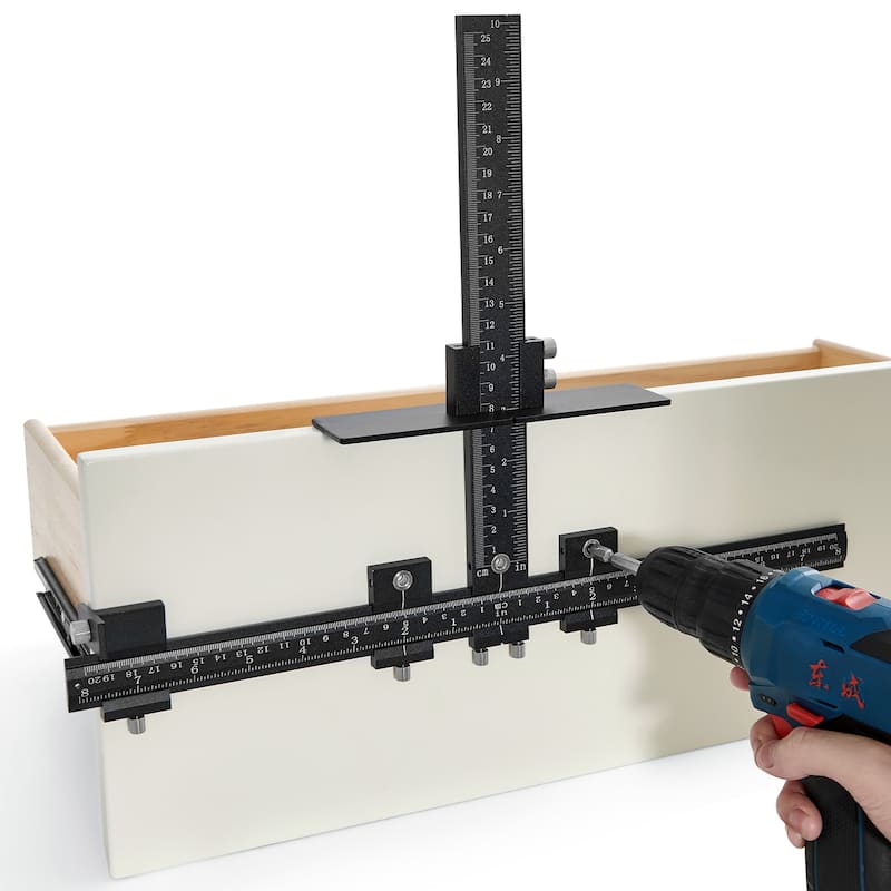 Cabinet Hardware Jig for Installation of Door Drawer Front Knobs Handles and Pulls - Aluminum - Aluminum