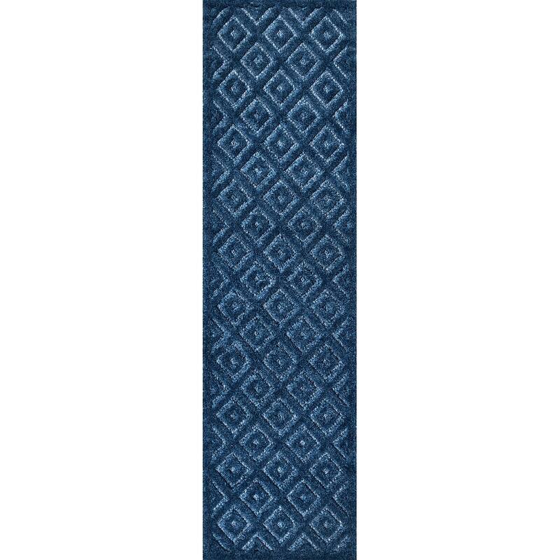 JONATHAN Y Ankara Neutral Diamond Trellis Indoor/Outdoor Area Rug - 2 X 8 - Navy