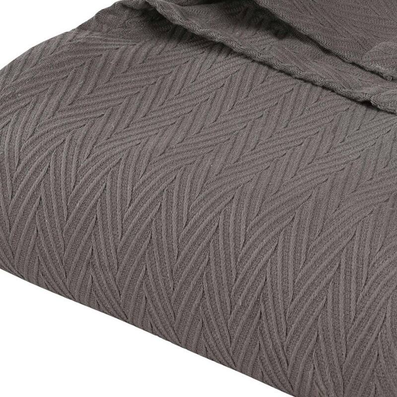 HomeRoots 50" X 60" Charcoal Cotton Woven Chevron Throw Blanket