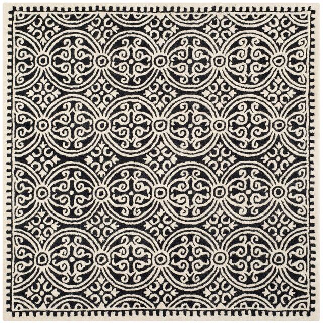 SAFAVIEH Handmade Cambridge Myrtis Moroccan Wool Rug - 8' x 8' Square - Black/Ivory