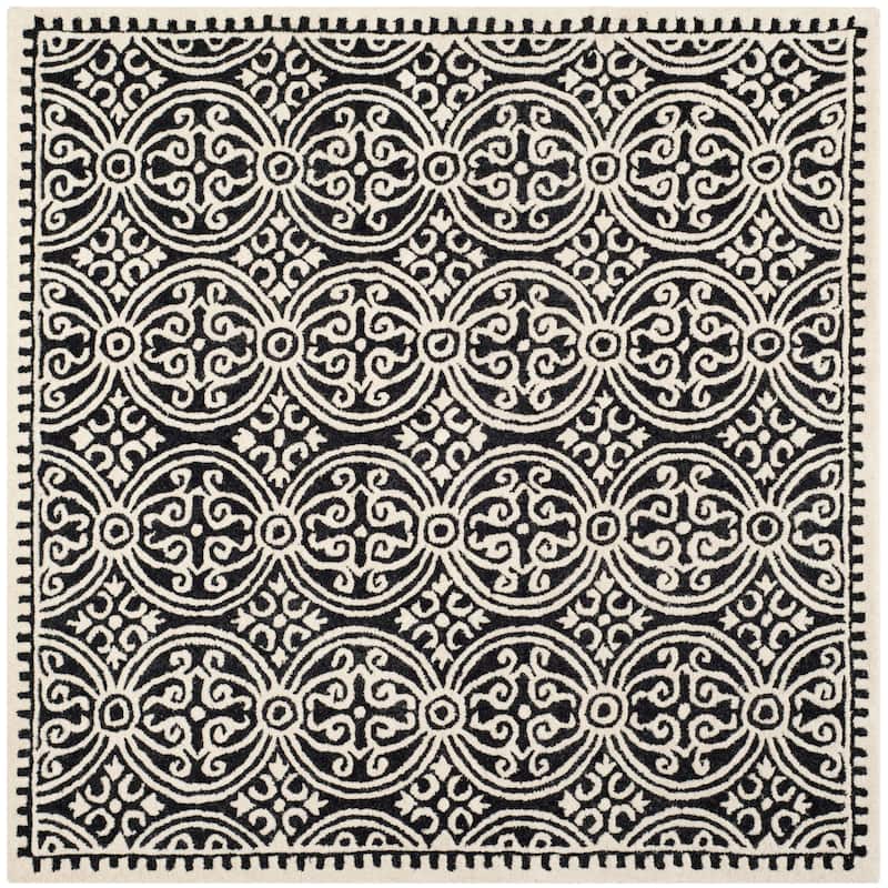 SAFAVIEH Handmade Cambridge Myrtis Moroccan Wool Rug - 8' x 8' Square - Black/Ivory