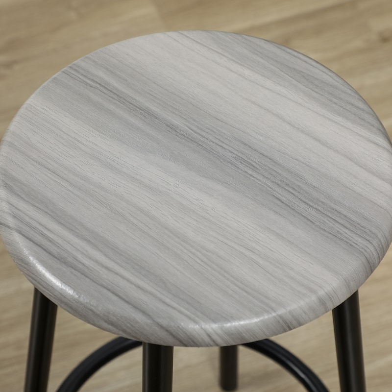 5-Piece Dining Table and Stools Set MDF Top Metal Frame Space-Saving Kitchen Furniture - 43.25" W x 19.75" D x 35.25" H