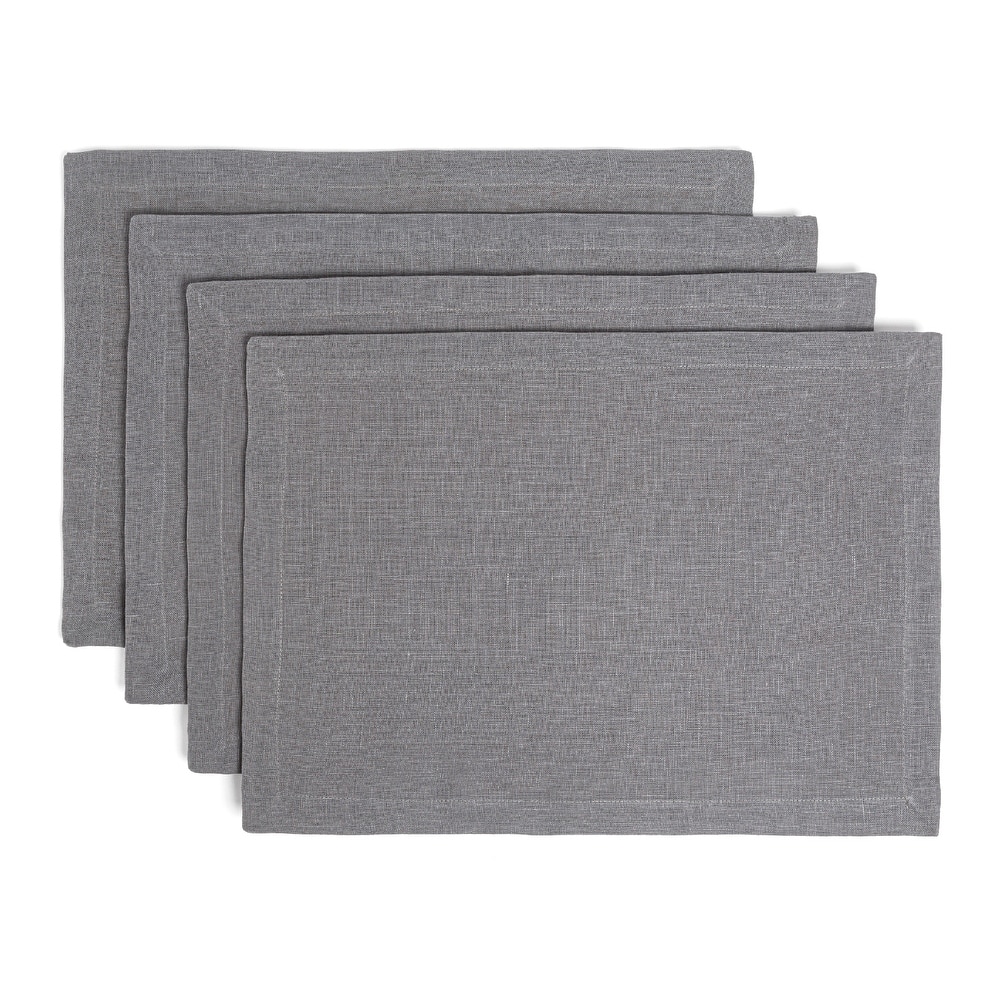 over&back 100% Linen Woven Placemats - Machine Washable - Set of 4