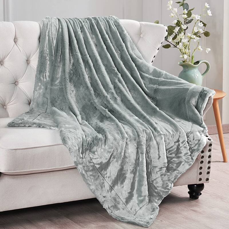 Plain Fauxfur Throw - 50" x 60" - String Grey
