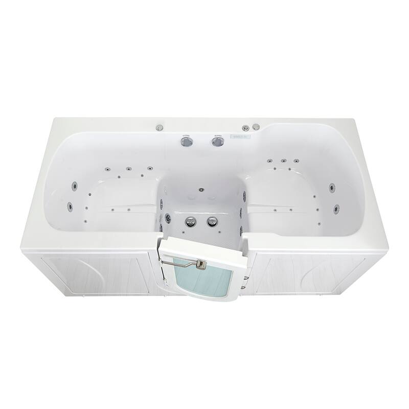 Ella Big4Two 36"x80" Hydro&Air&Foot Massage Acrylic Two Seat Walk-In-Bathtub, Outward swing Door, No Faucet, 2" Dual Drain
