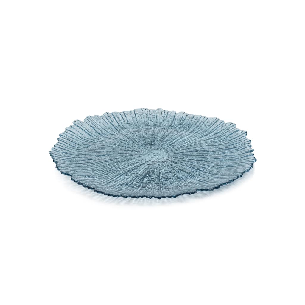 Axel Icy Sapphire 12.75" Glass Platters, Set of 6