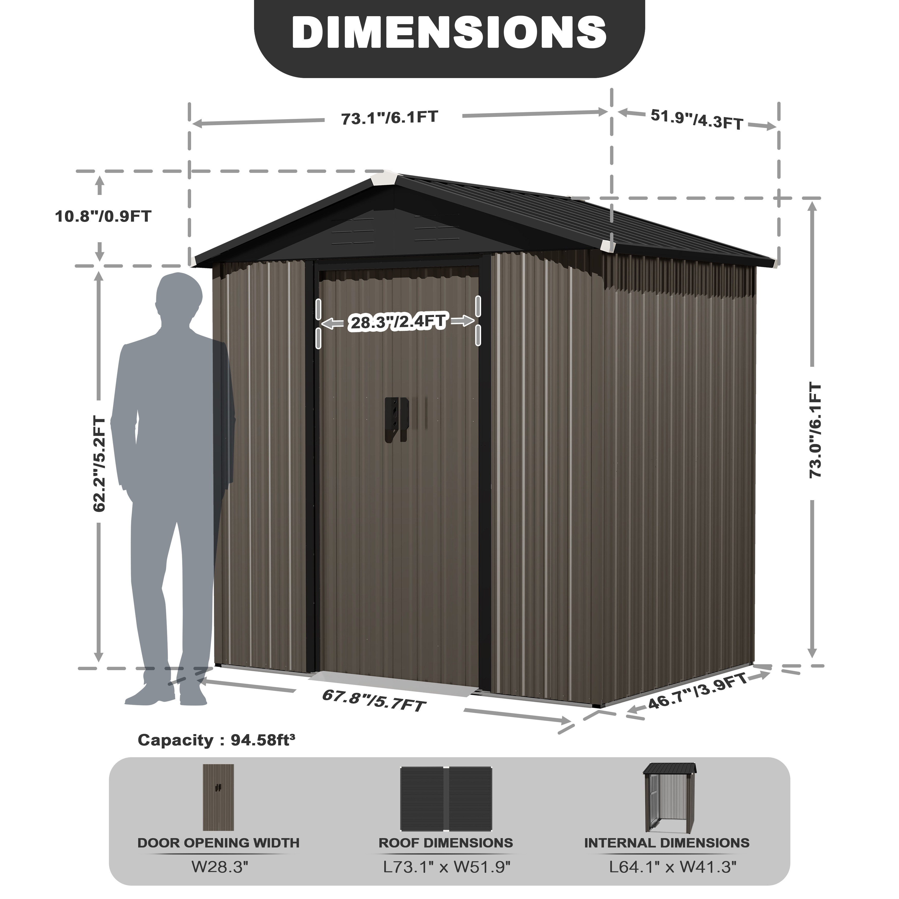 Nuu Garden Metal Outdoor Garden Shed Storage Tool Shed with