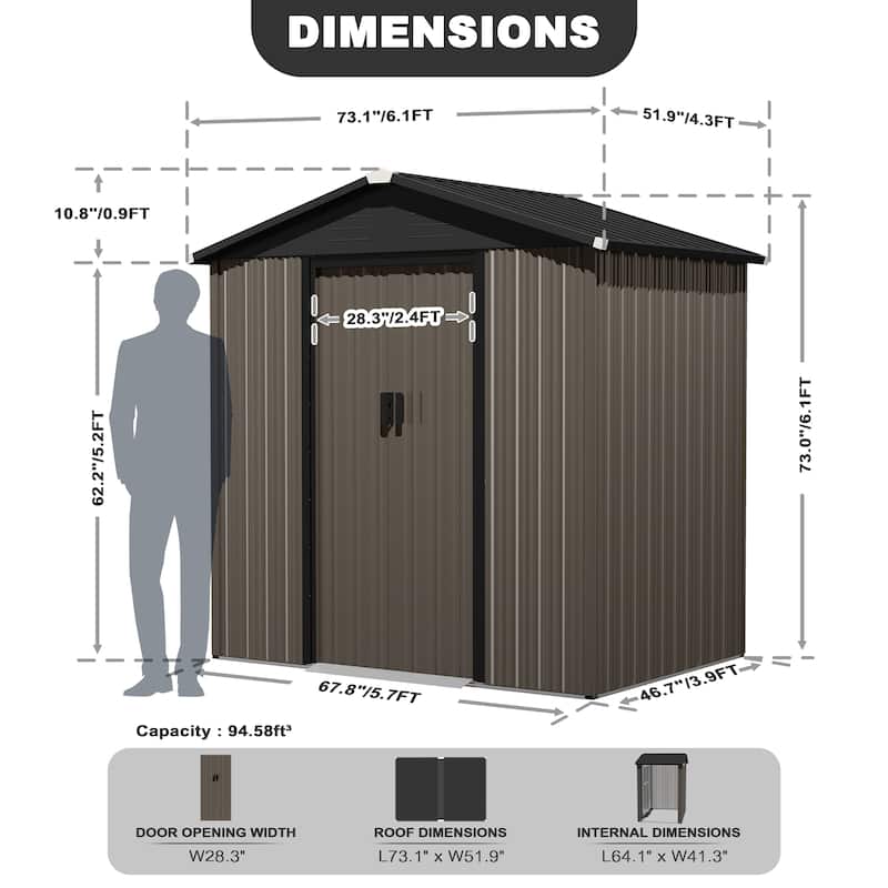 Metal Outdoor Garden Shed Storage Tool Shed with Sliding Doors