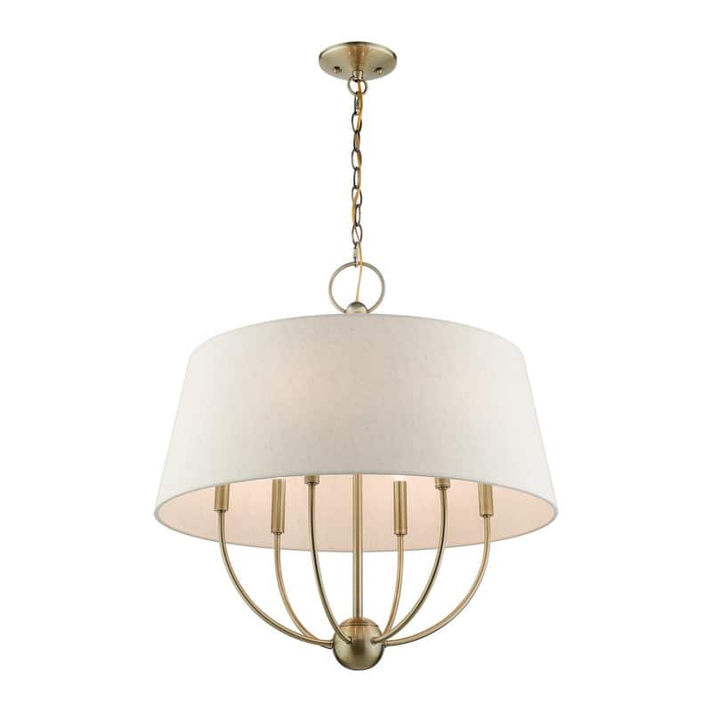 Livex Lighting 6-light Antique Brass Pendant Chandelier, 49446-01 - 24"W x 25.5"H