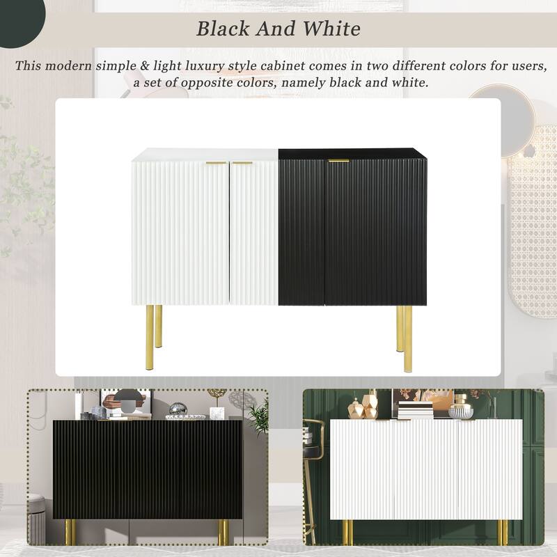 Elegant Sideboard Buffet Cabinet with Gold Legs & Adjustable Shelves for Modern Living or Dining Rooms