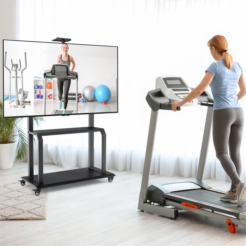 Gymax Mobile TV Cart w/ Wheels Camera Shelf & AV Shelves for 32''-80''