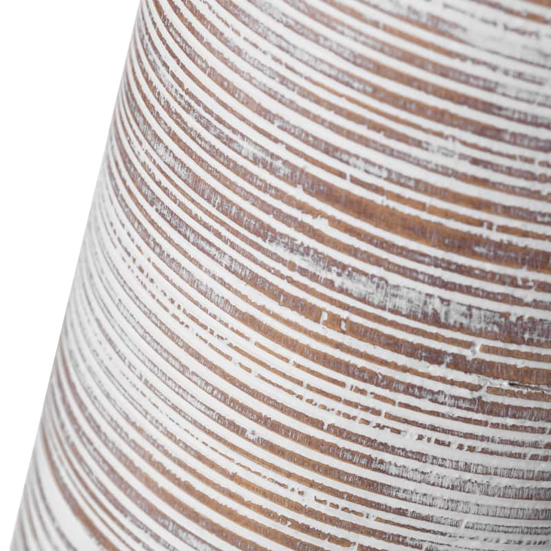 Contemporary Floor Vase - Ribbed 20-Inch-Tall Trumpet Style Ceramic White Table Vase - Modern Home Decor Accent for Entryway