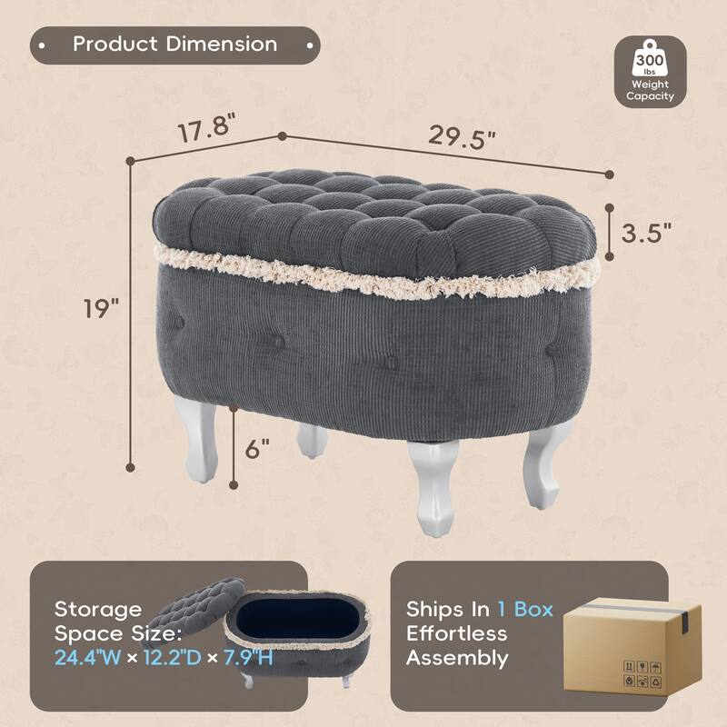 Storage Benches, End of Bed Bench with Button-Tufted