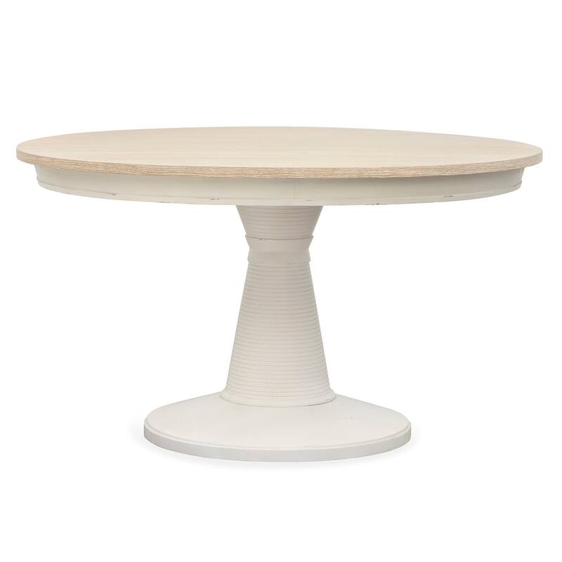 Salt Life Home Echo Isles Sea Pearl and Driftwood Extendable 54" Round Dining Table - 54''W x 54''D x 30''H - 54''W x 54''D x 30''H