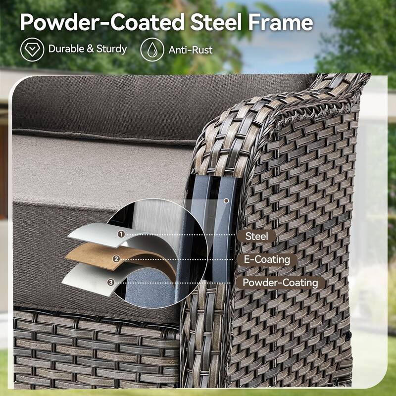 Pocassy Outdoor 6" Swivel Chairs with Fire Pit Table