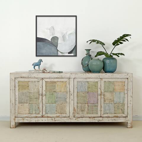Artissance Antique Wood Venice Sideboard, 79 Inch Wide, Off White