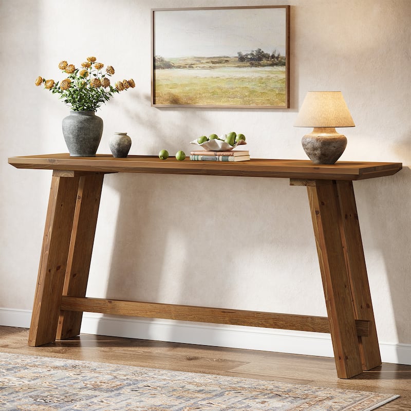 Solid Wood Console Table for Entryway - Wood - Brown