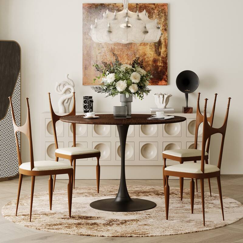 47.24" Modern Round Dining Table,Four Patchwork Tabletops
