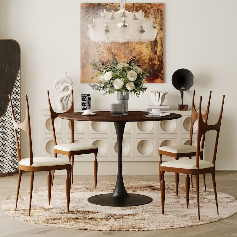 Modern Round Dining Table With Four Patchwork Tabletops