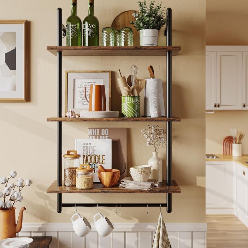 3 Tier Industrial Pipe Shelving - 9.4"D x 23.6"W x 37.8"H