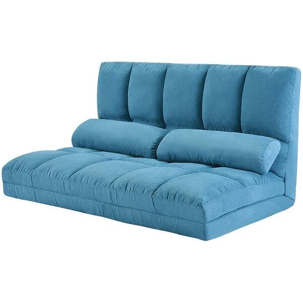 Shop Porch Den Osterman Blue 5 Position Adjustable Folding Floor Loveseat Overstock 30599194