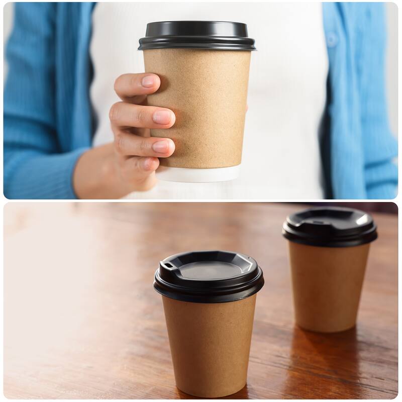 Kraft Paper Coffee Cups, 50 Pack Double-Layer Disposable Cups - Brown