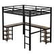 preview thumbnail 5 of 5, Full XL Metal Loft Bed with Desk and Shelves, Loft Bed with Ladder and Guardrails, Loft Bed Frame for Bedroom, Black