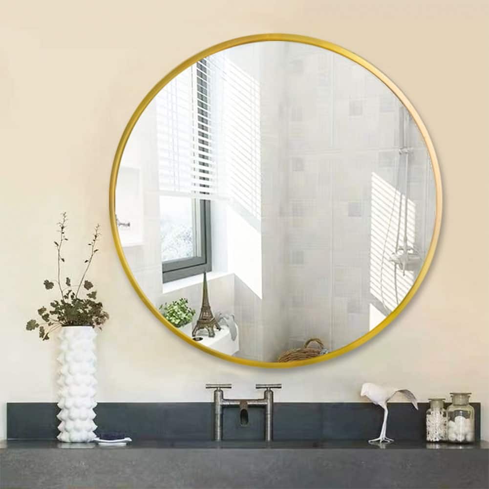 32" Wall Circle Mirror Large Round Gold Farmhouse Circular Mirror