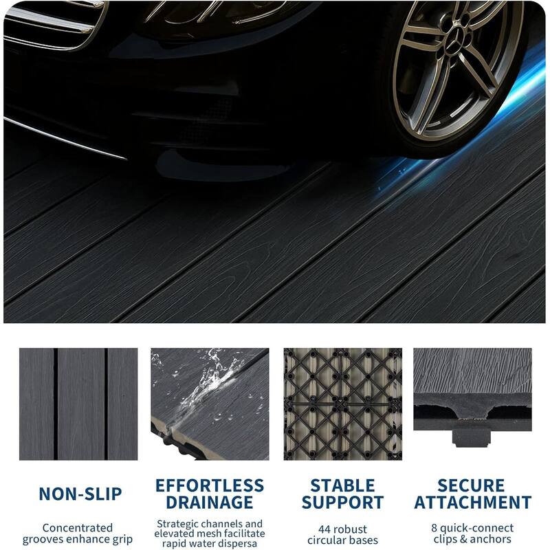 Interlinked-Style Composite Deck Tiles 12"x12"