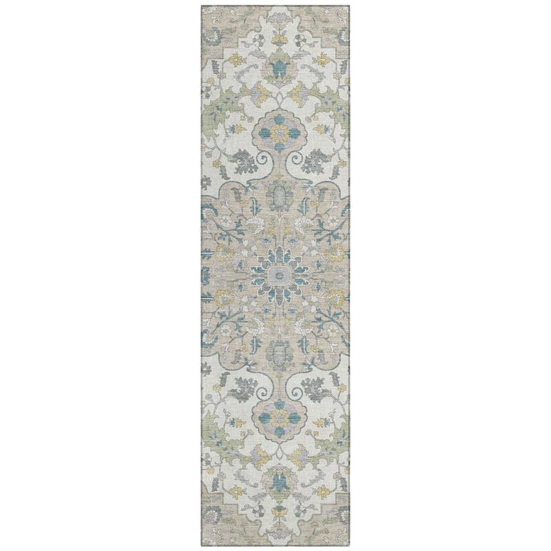 Machine Washable Indoor/ Outdoor Traditional Indore Chantille Rug