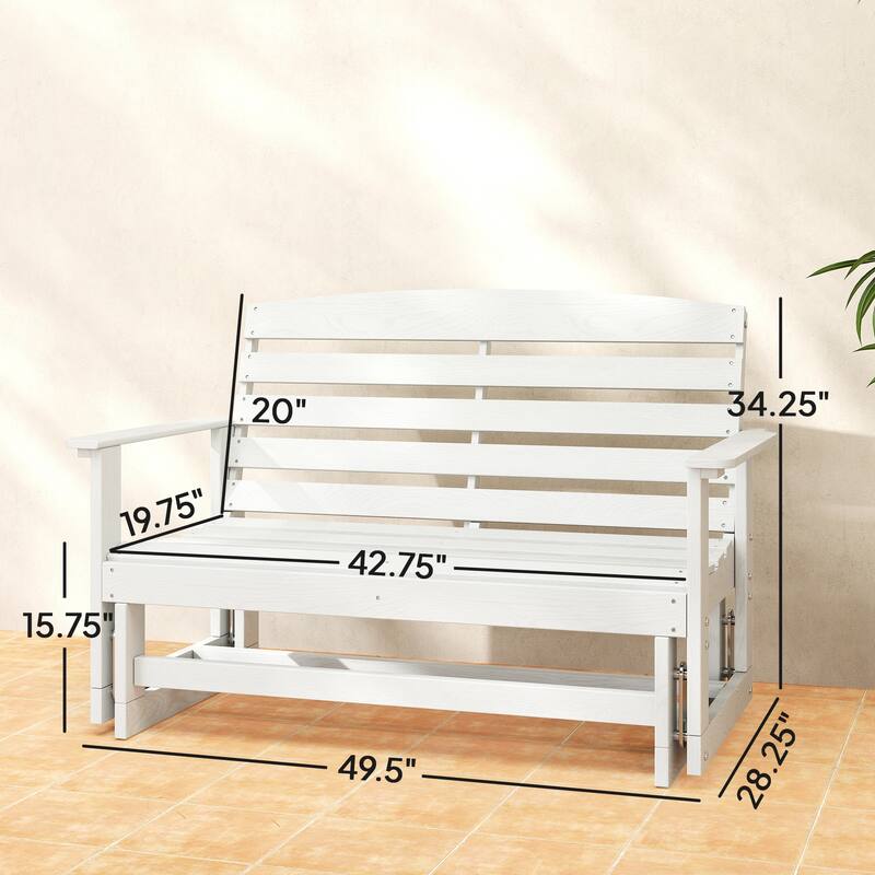 Outsunny 2-Person Outdoor Glider Bench Patio Double Swing Rocking Chair Loveseat w/ Slatted HDPE Frame