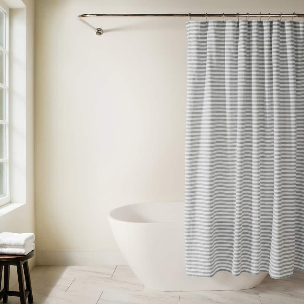 Becky Cameron Cotton Blend Striped Shower Curtain
